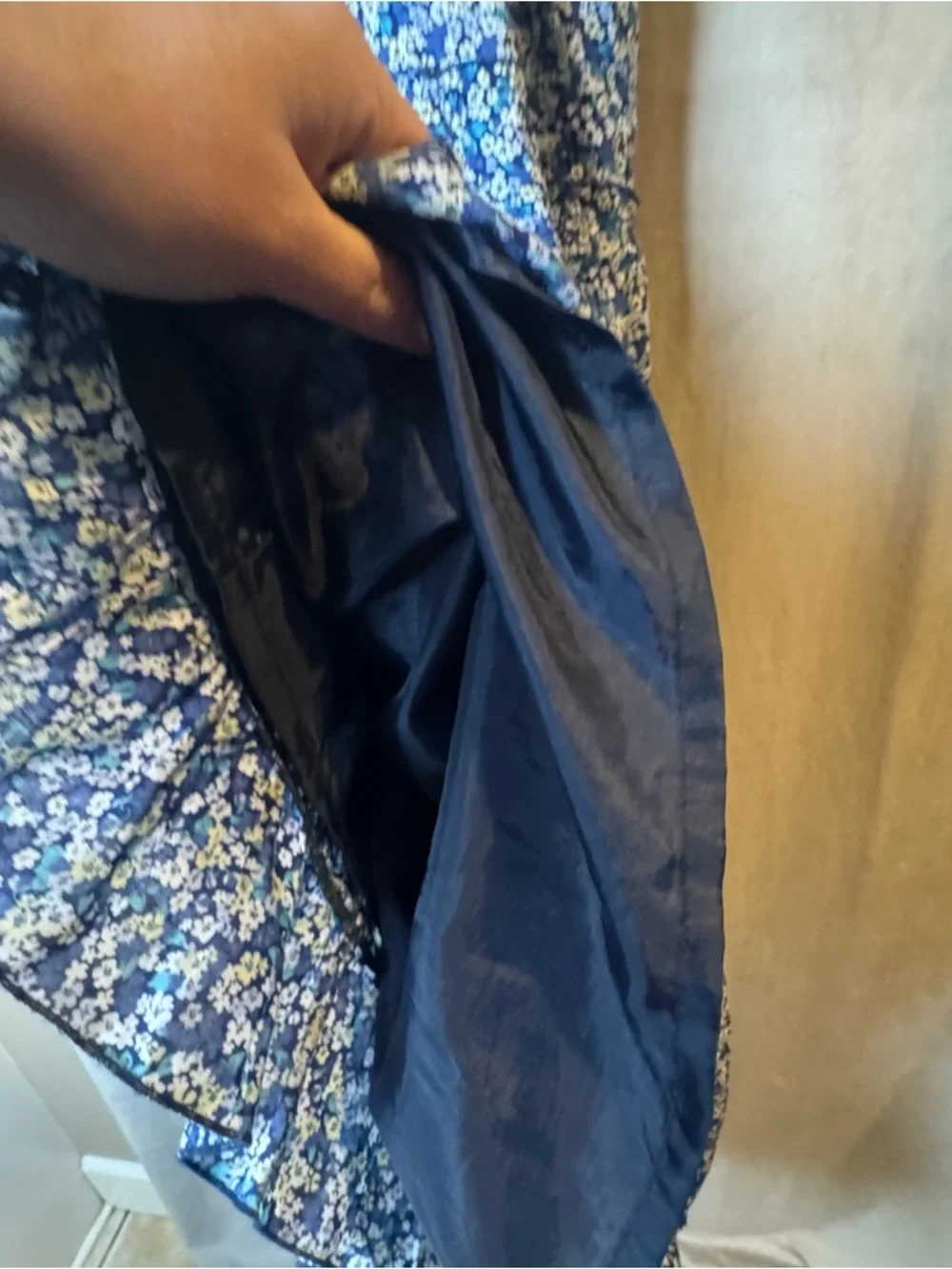 Uniqlo Blue Floral Smocked Maxi Dress with Spaghetti Straps Tiered Small Cottage